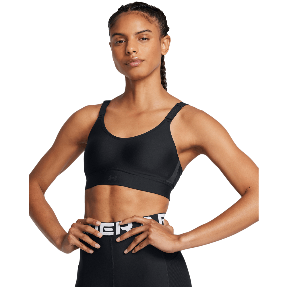UA Infinity Mid 2.0 Bra Top negro de mujer para entrenamiento