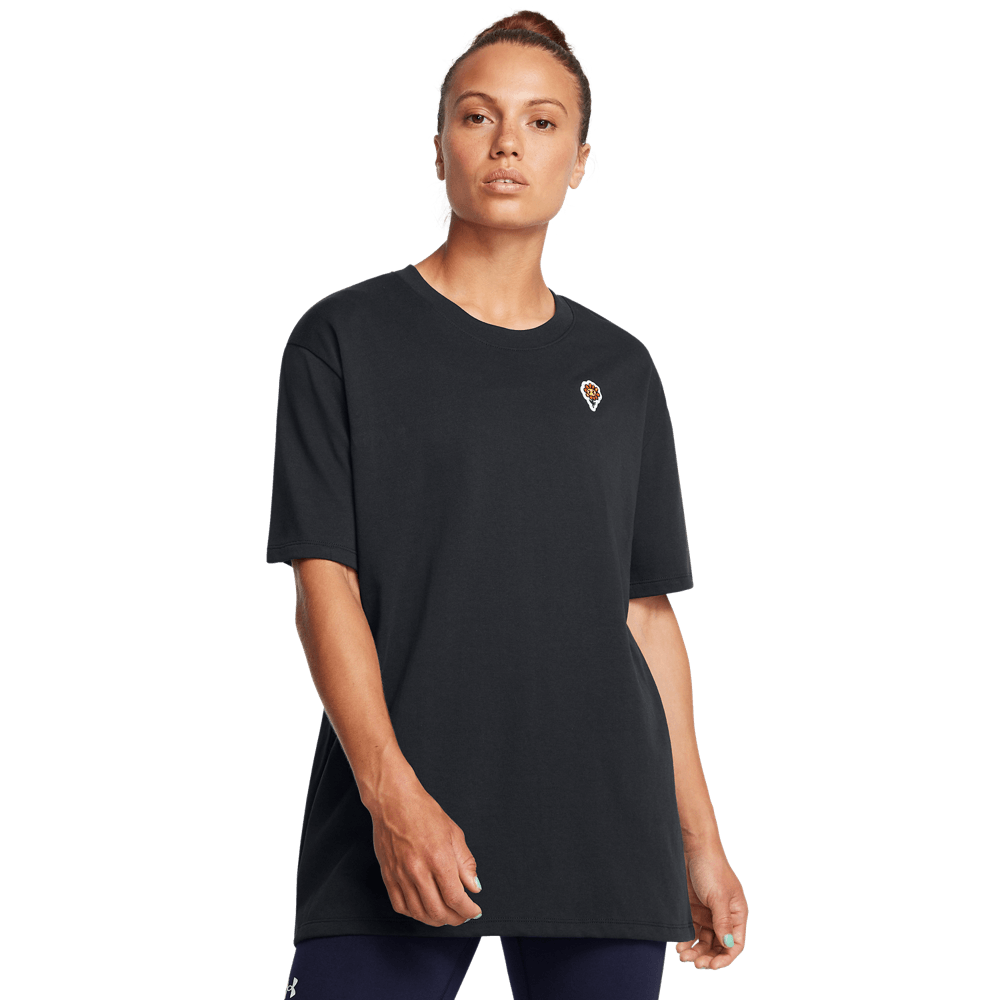 UA W Hwos Flower Emb Ss Camiseta Manga Corta negro de mujer para entrenamiento