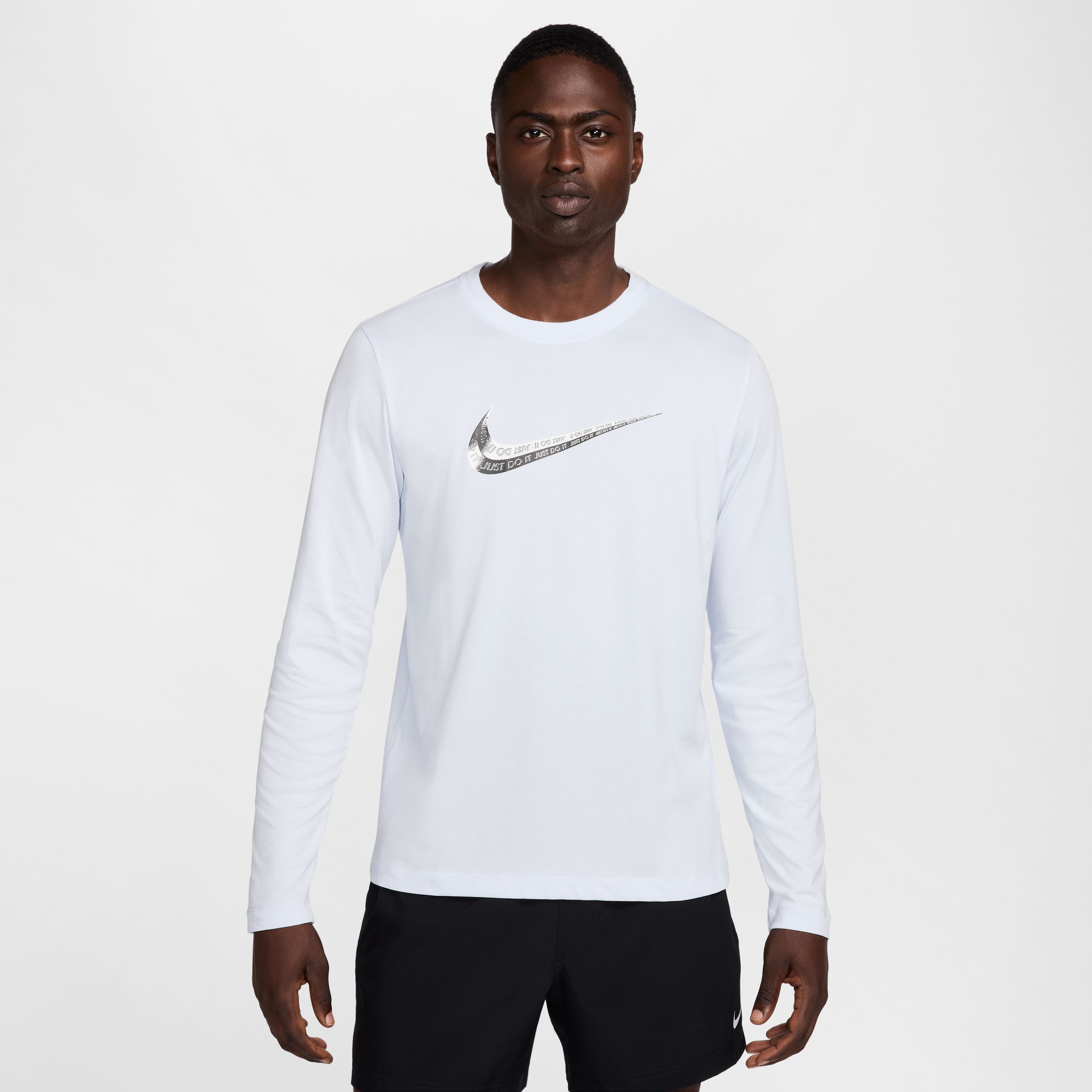 Nike M Nk Df Tee Ls Slub Lbr Gfx Camiseta Manga Larga gris de hombre para entrenamiento