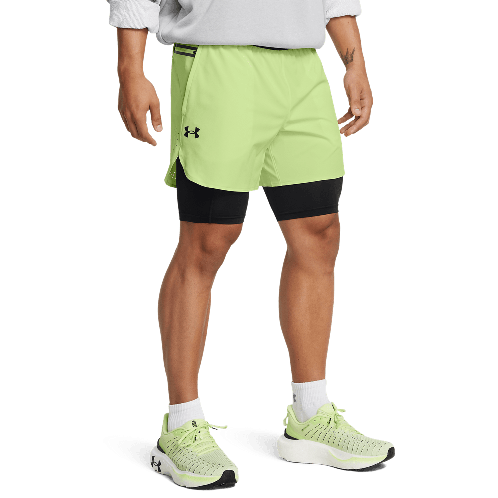 UA Peak Woven 2In1 Sts Pantaloneta verde de hombre para entrenamiento