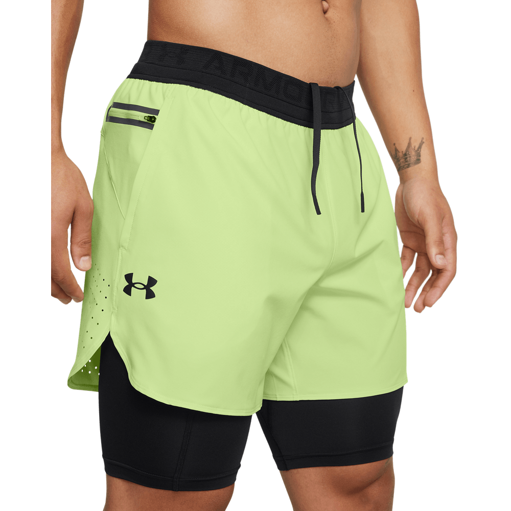 UA Peak Woven 2In1 Sts Pantaloneta verde de hombre para entrenamiento