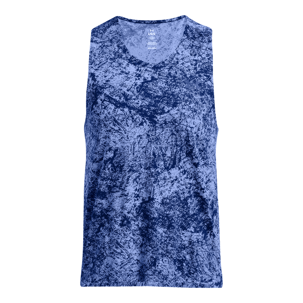 UA Launch Elite Prt Singlet Camiseta Manga Sisa azul de hombre para correr