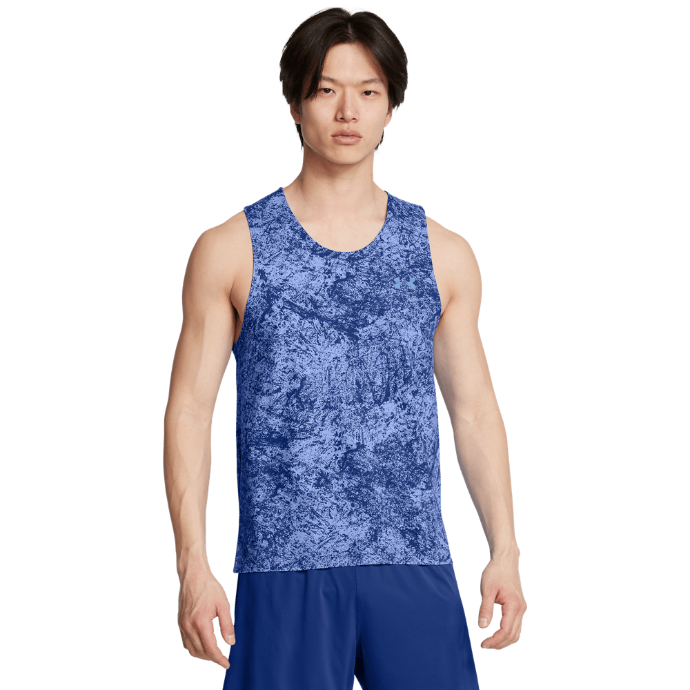 UA Launch Elite Prt Singlet Camiseta Manga Sisa azul de hombre para correr