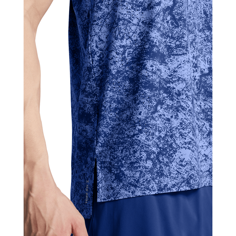 UA Launch Elite Prt Singlet Camiseta Manga Sisa azul de hombre para correr