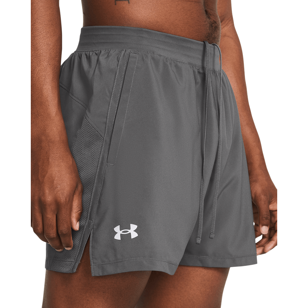 UA Launch 5  Short Pantaloneta gris de hombre para correr