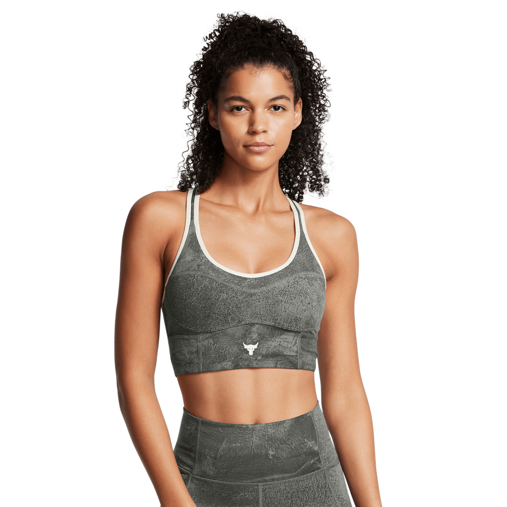 UA  Rck Lg Ll Infty Pt Bra Top verde de mujer para entrenamiento