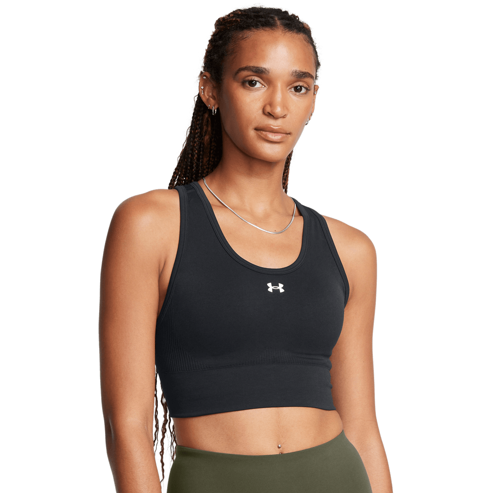 UA Ish Seamless Mid Bra Top negro de mujer para entrenamiento