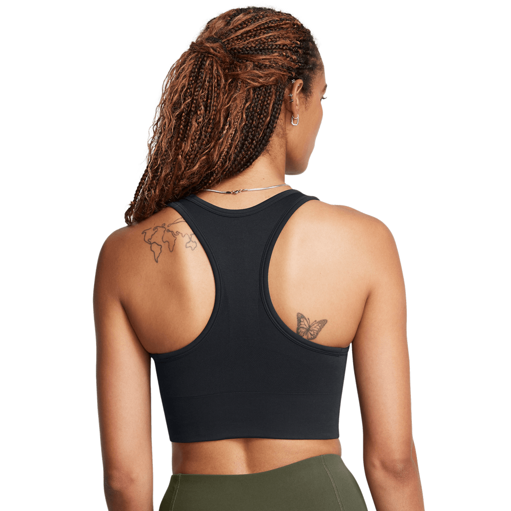 UA Ish Seamless Mid Bra Top negro de mujer para entrenamiento