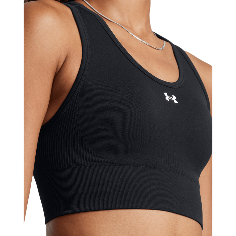 UA Ish Seamless Mid Bra Top negro de mujer para entrenamiento