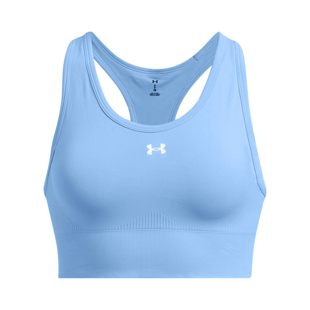 UA Ish Seamless Mid Bra Top azul de mujer para entrenamiento