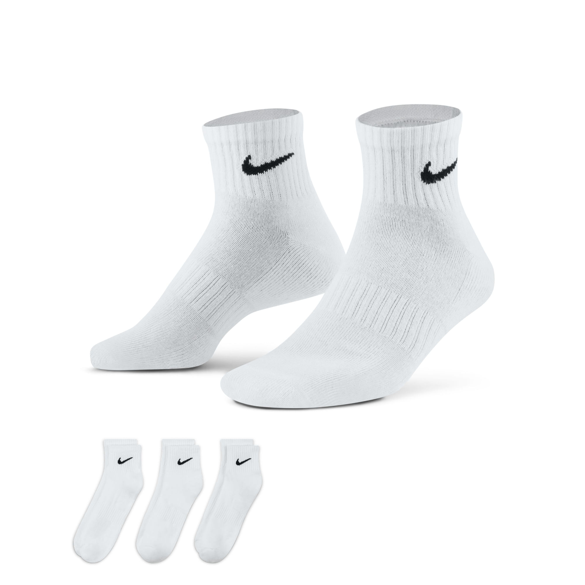Nike U Nk Everyday Cush Ankle 3Pr Medias blanco de hombre para entrenamiento