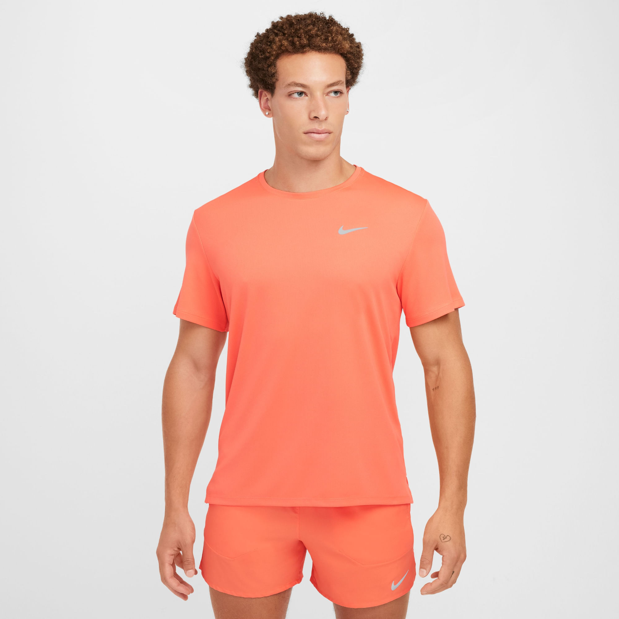 Nike M Nk Df Uv Miler Ss Camiseta Manga Corta rojo de hombre para correr