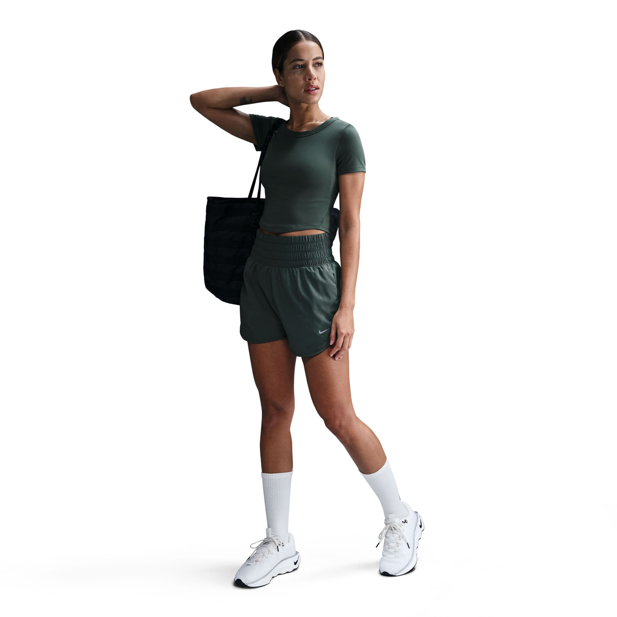 Nike W Nk One Fitted Df Ss Top Camiseta Manga Corta verde de mujer para entrenamiento
