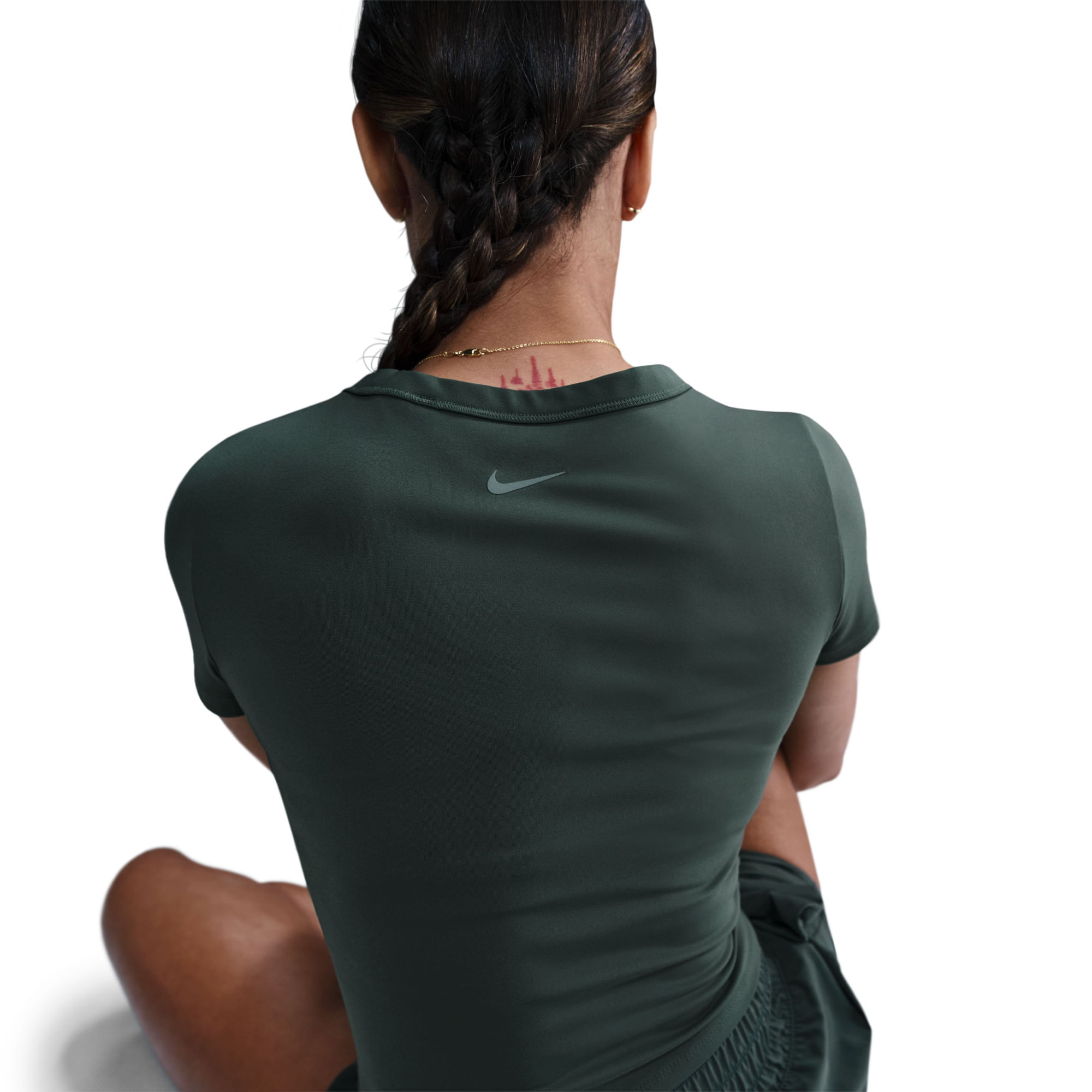 Nike W Nk One Fitted Df Ss Top Camiseta Manga Corta verde de mujer para entrenamiento