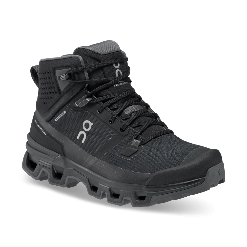 On Cloudrock Waterproof Tenis negro de mujer para outdoor