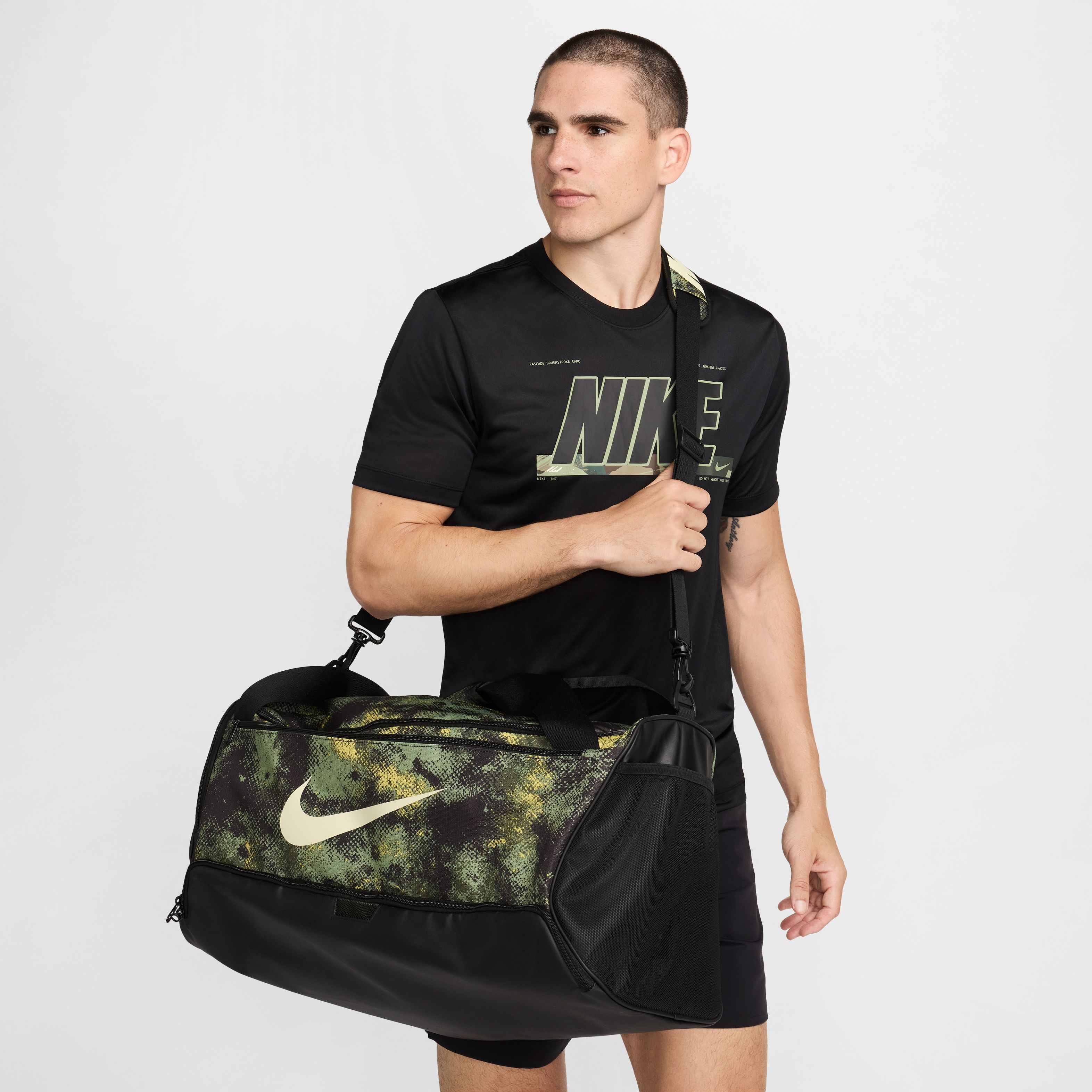 Nike Nk Brsla M Duff - 9.5 Camo Aop Maletín verde de hombre para entrenamiento