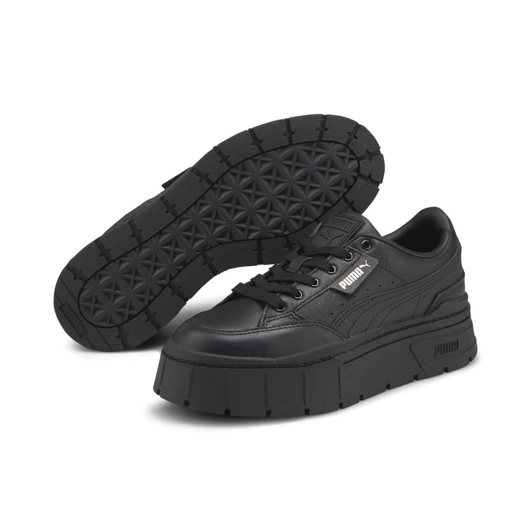Puma Mayze Stack Lthr Wns Tenis negro de mujer lifestyle