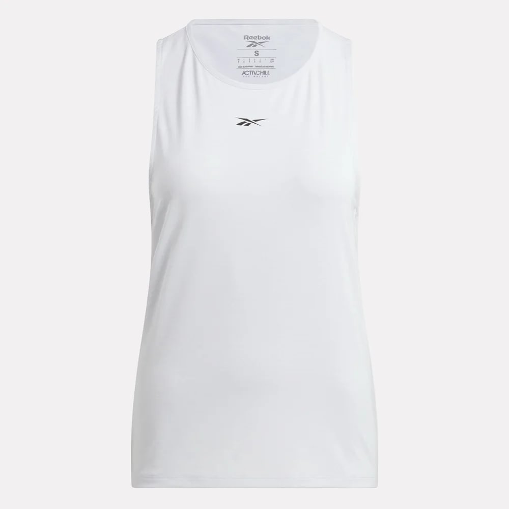 Reebok Rbk-Chill Athletic Tank Camiseta Manga Sisa blanco de mujer para entrenamiento