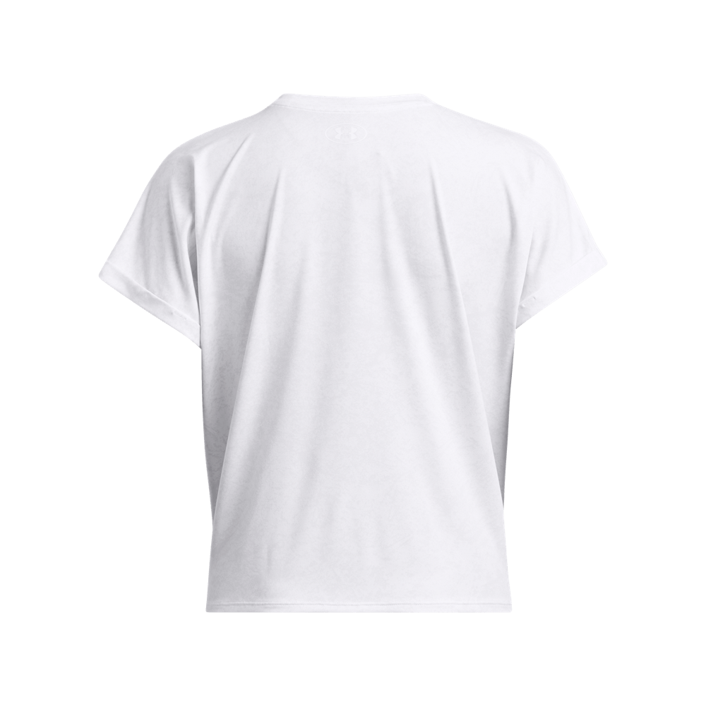 UA Ish Energy Crop Print Ss Camiseta Manga Corta blanco de mujer para entrenamiento