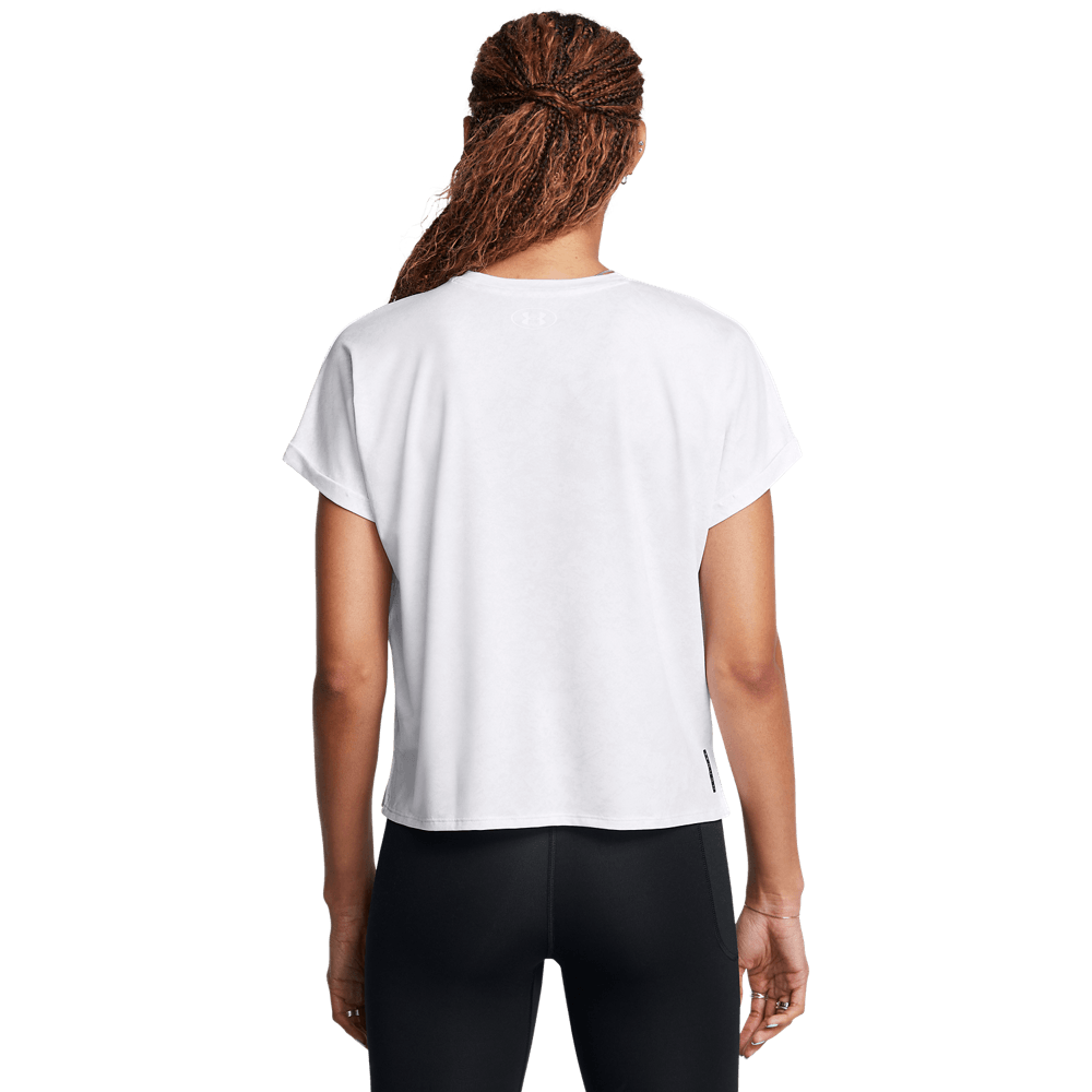 UA Ish Energy Crop Print Ss Camiseta Manga Corta blanco de mujer para entrenamiento