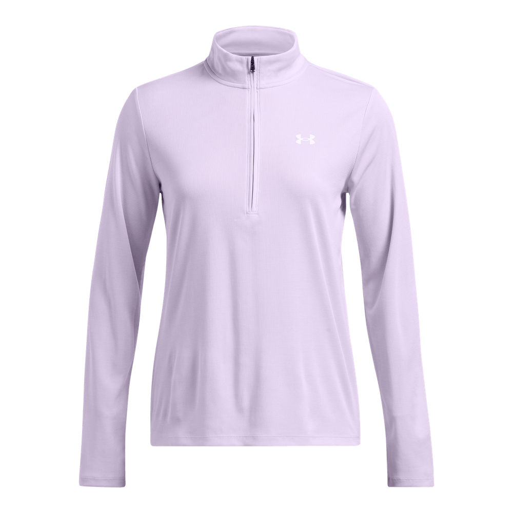 UA H Textured 1/2 Zip Camiseta Manga Larga morado de mujer para entrenamiento