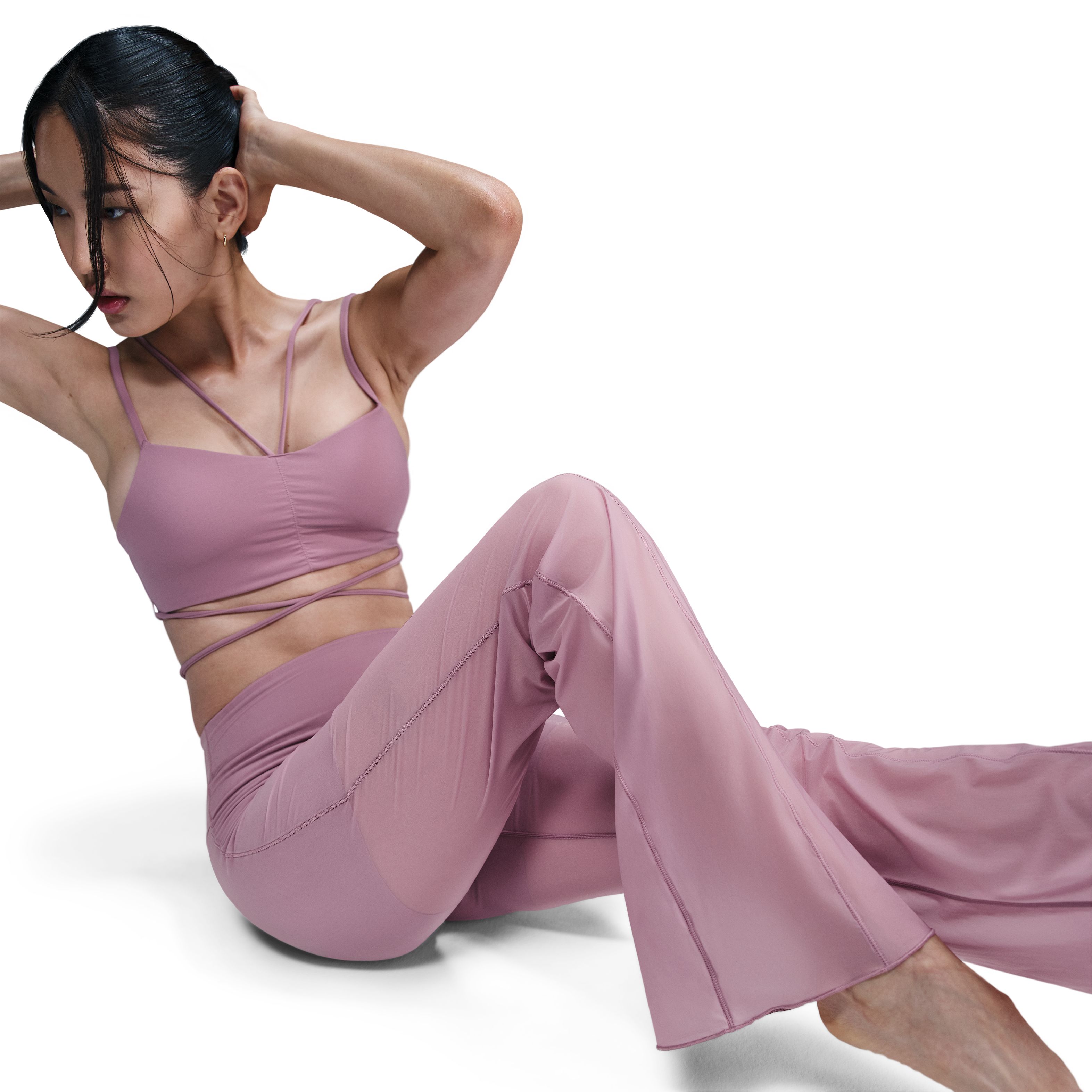 Nike W Nk Df Zenvy Hr Sheer Pant Pantalón morado de mujer para entrenamiento