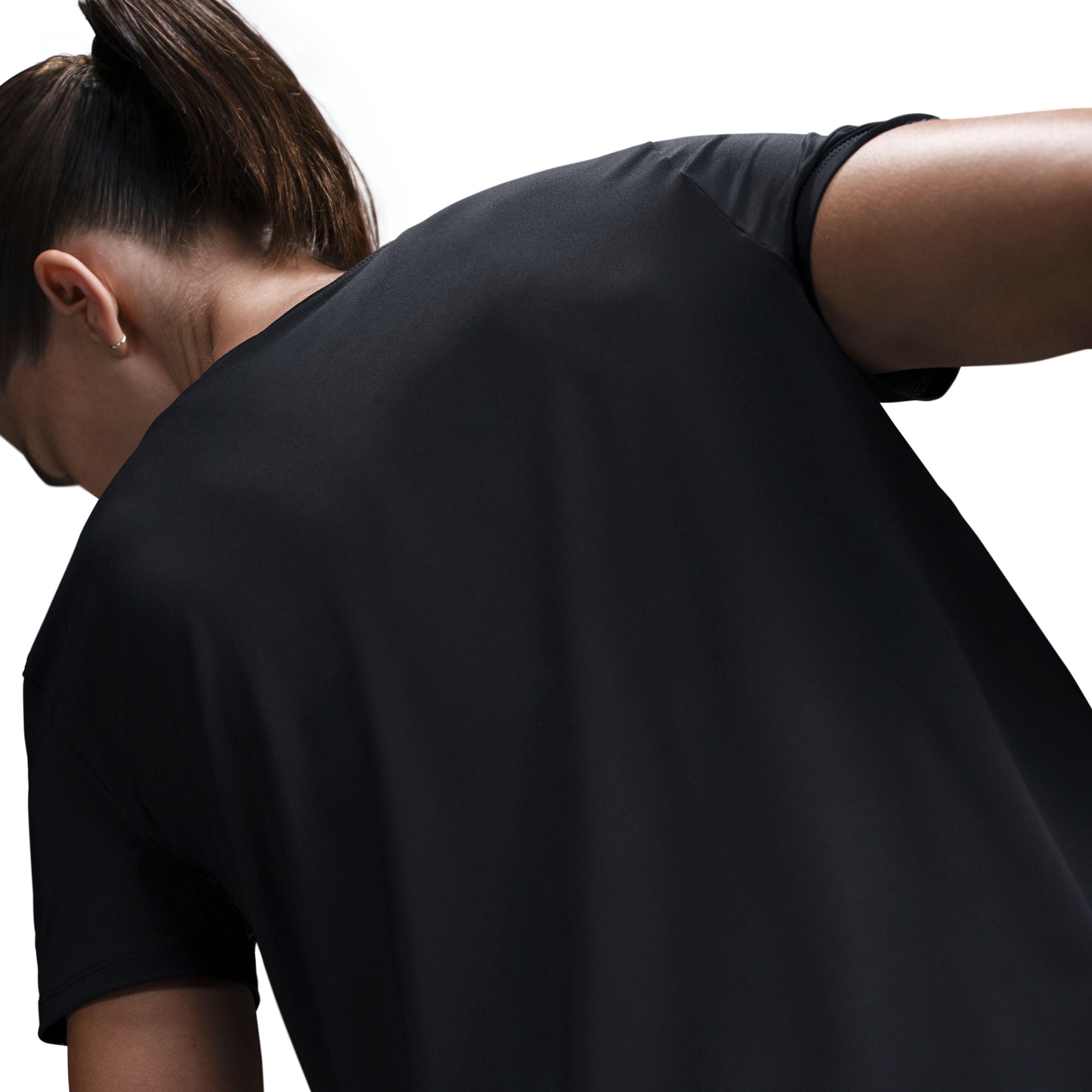 Nike W Nk One Swsh Hbr Df Ss Top Camiseta Manga Corta negro de mujer para correr