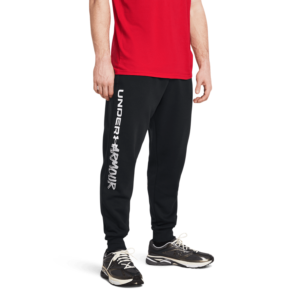 UA Rival Flc Multiprint Jgrs Pantalón negro de hombre para entrenamiento