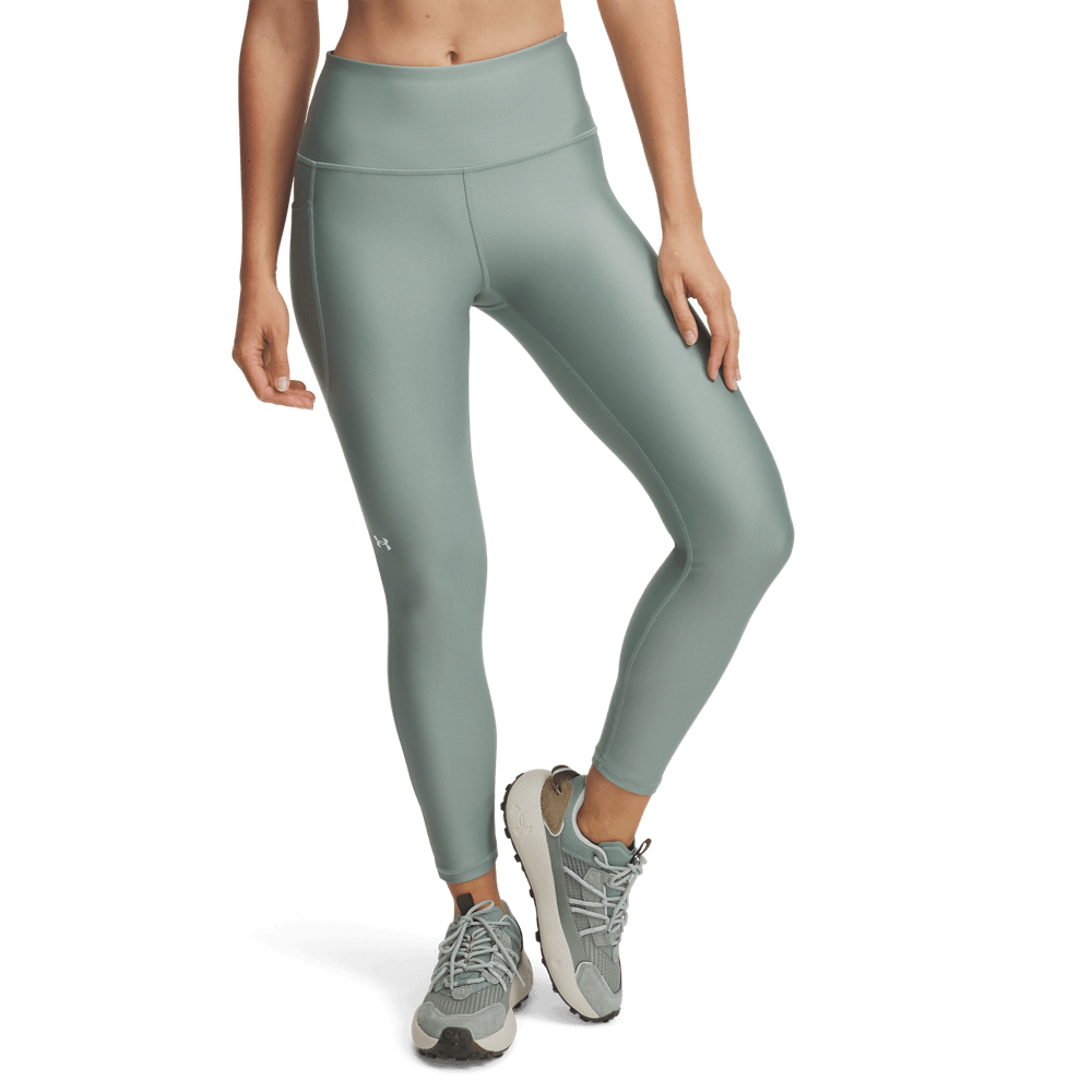 UA H Hi Ankle Leg Licra verde de mujer para entrenamiento