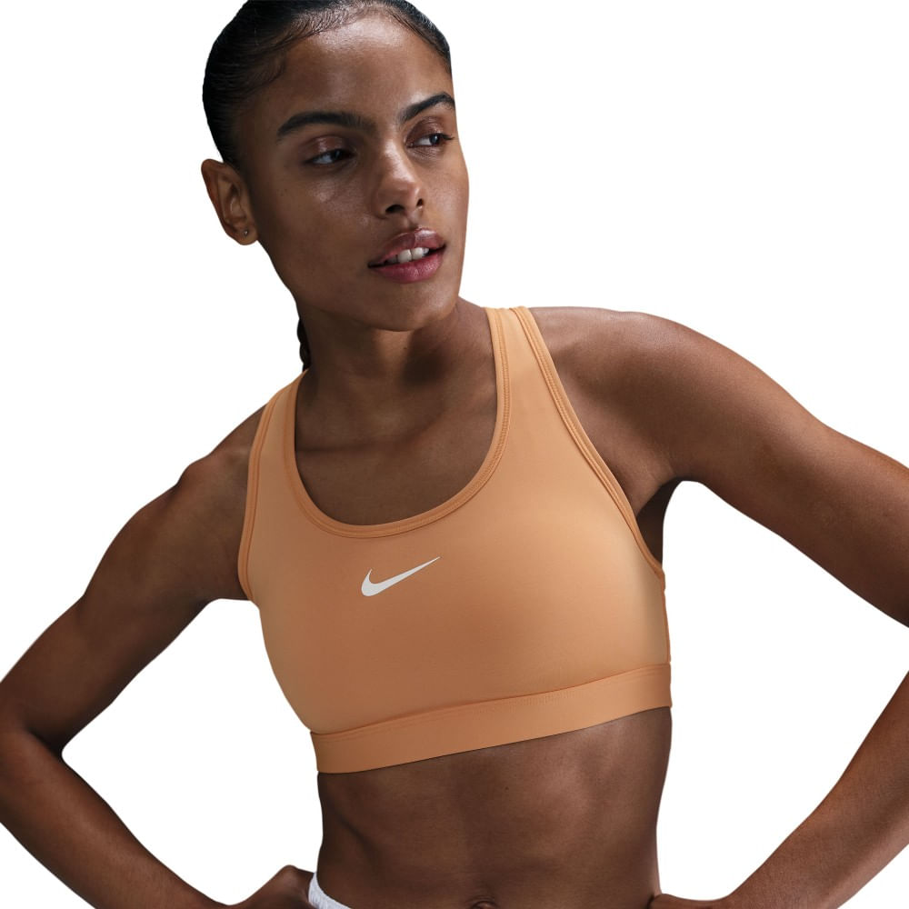 Nike W Nk Swsh Med Spt Bra Top naranja de mujer para entrenamiento