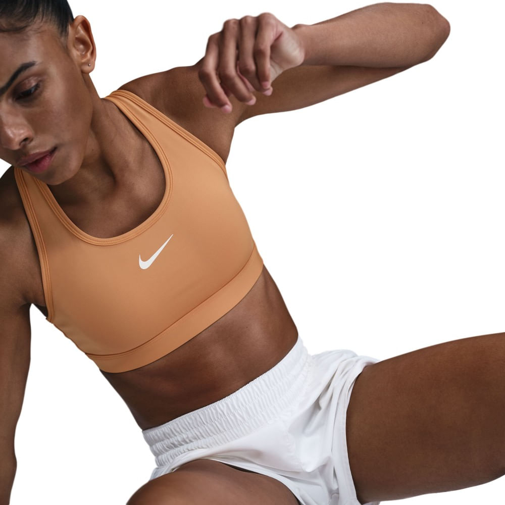 Nike W Nk Swsh Med Spt Bra Top naranja de mujer para entrenamiento