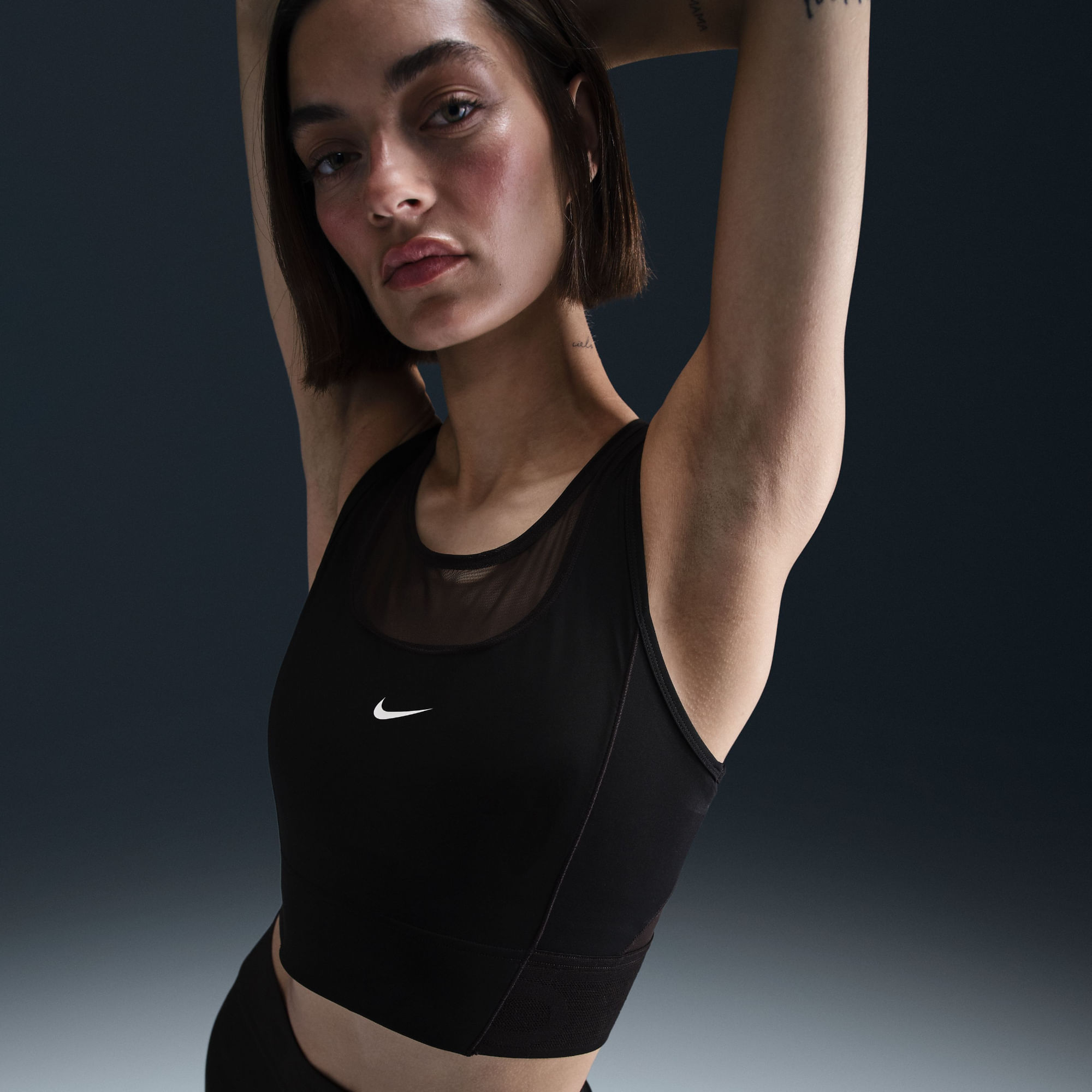 Nike W Np Df Crop Tank Gg Camiseta Manga Sisa blanco de mujer para entrenamiento