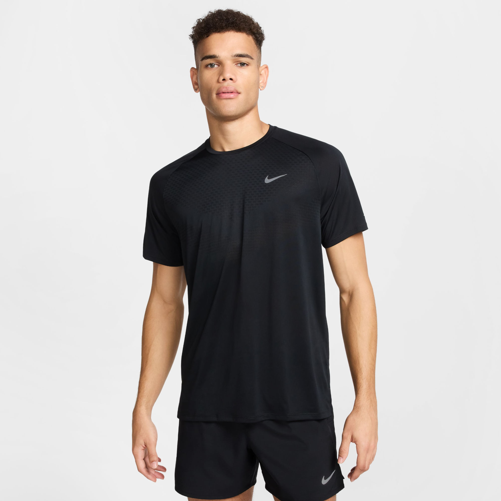 Nike M Nk Dfadv Stride Ss Top Camiseta Manga Corta negro de hombre para correr
