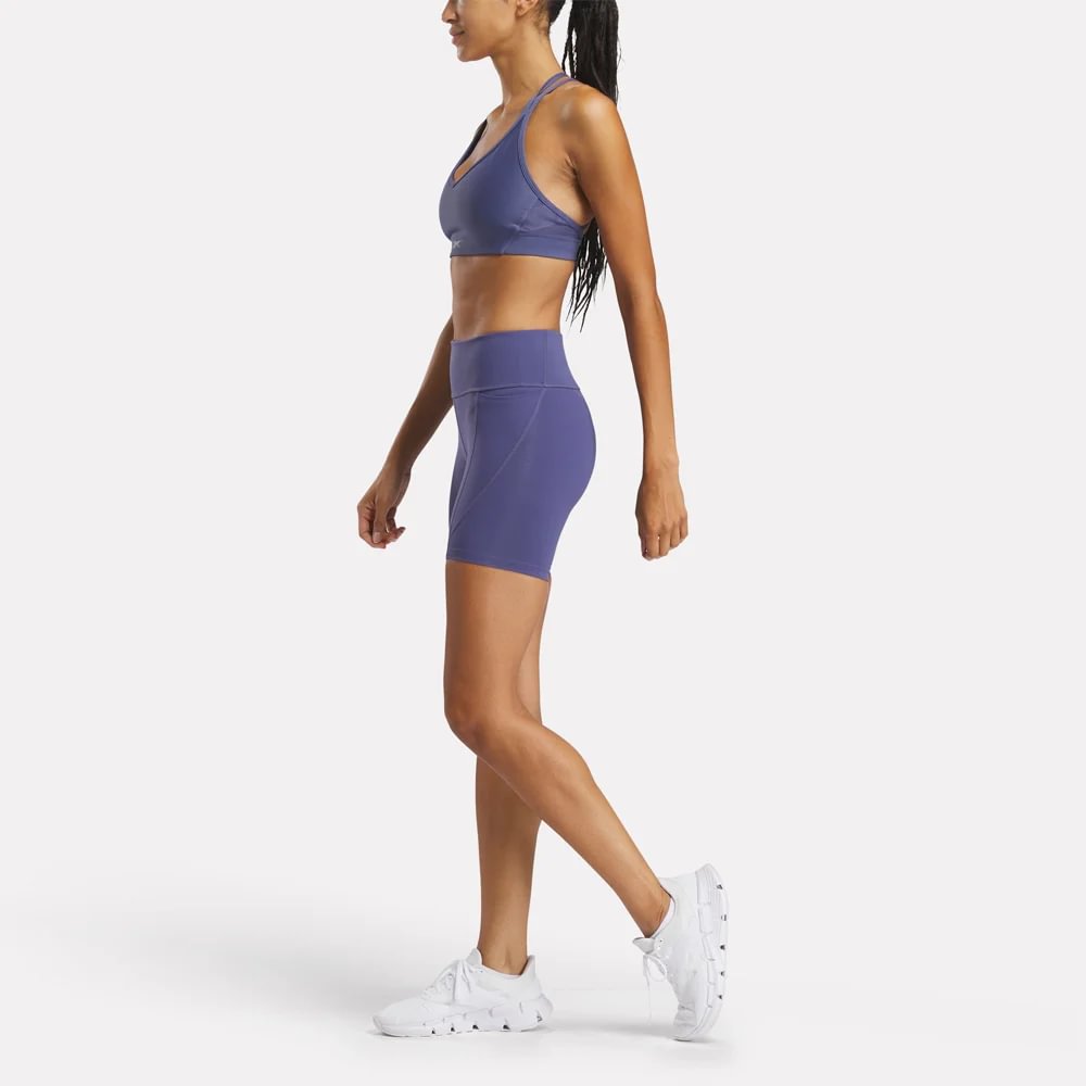 Reebok Lux High Rise Bike Short Pantaloneta azul de mujer para entrenamiento