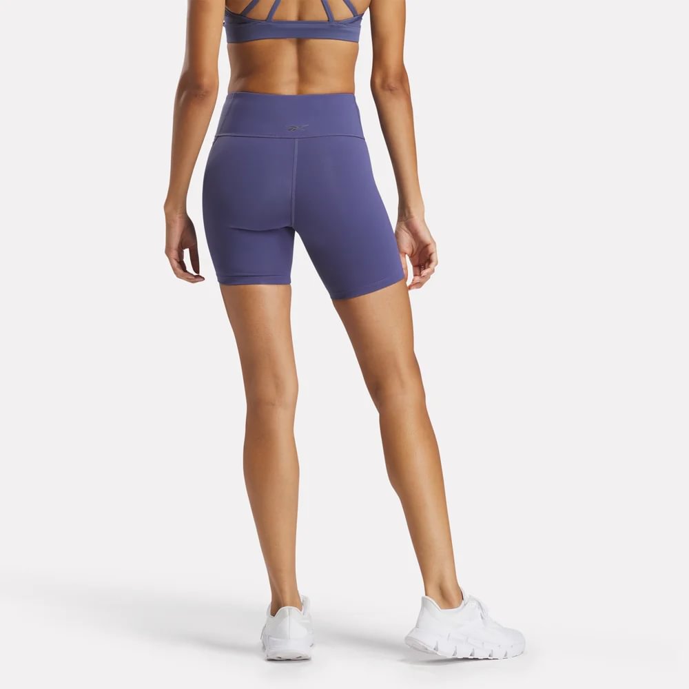 Reebok Lux High Rise Bike Short Pantaloneta azul de mujer para entrenamiento