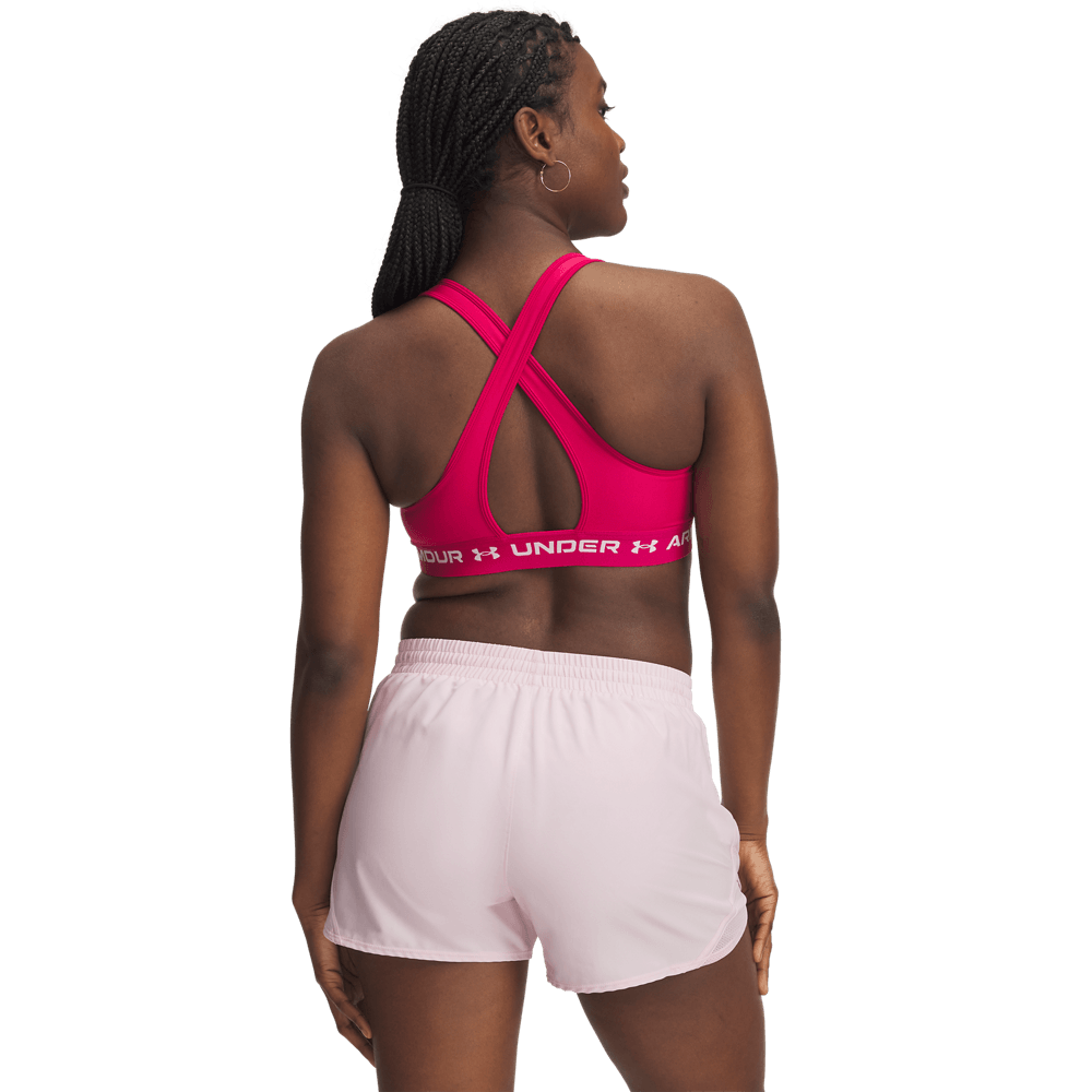 UA Ssback Mid Bra Top rosado de mujer para entrenamiento