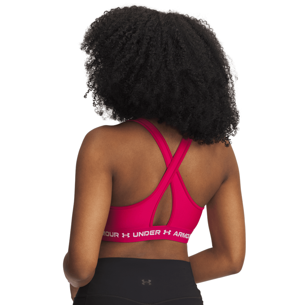 UA Ssback Mid Bra Top rosado de mujer para entrenamiento