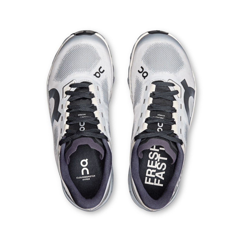 On Cloudmonster Hyper Tenis gris de mujer para correr