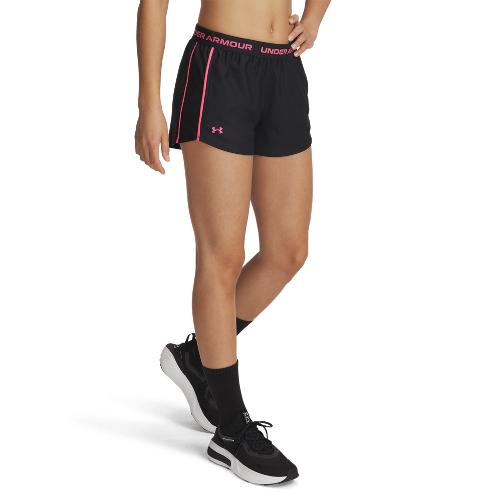 UA H Play Up Shorts Pantaloneta negro de mujer para entrenamiento