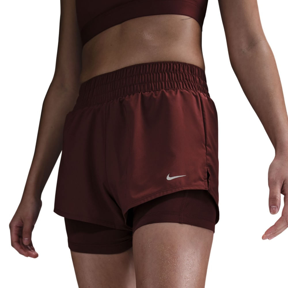 Nike W Nk One Df Mr 3In 2N1 Short Pantaloneta rojo de mujer para entrenamiento