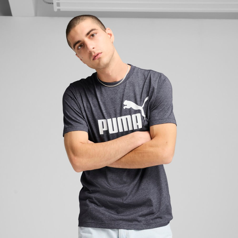 Puma Ess No. 1 Logo Heather Tee Camiseta Manga Corta azul de hombre lifestyle