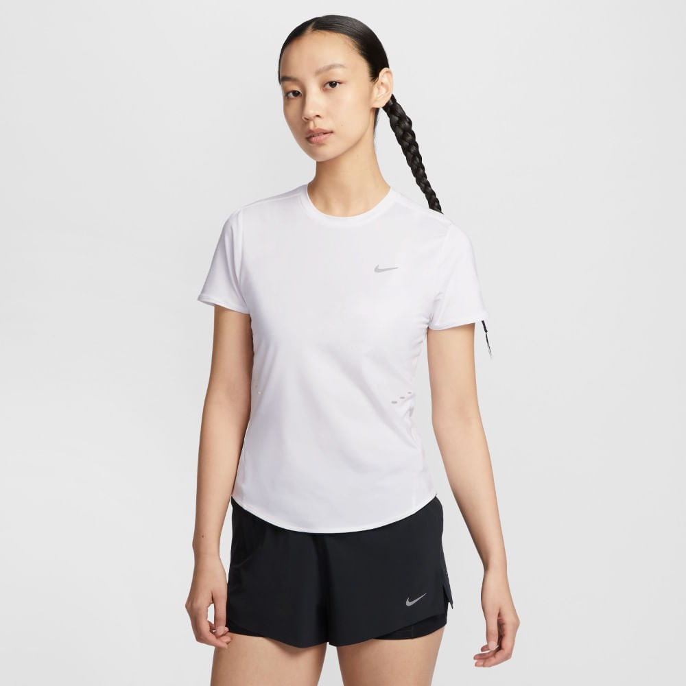Nike W Nk Swift Df Ss Top Camiseta Manga Corta blanco de mujer para correr