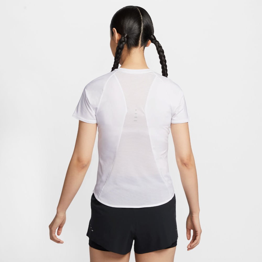 Nike W Nk Swift Df Ss Top Camiseta Manga Corta blanco de mujer para correr