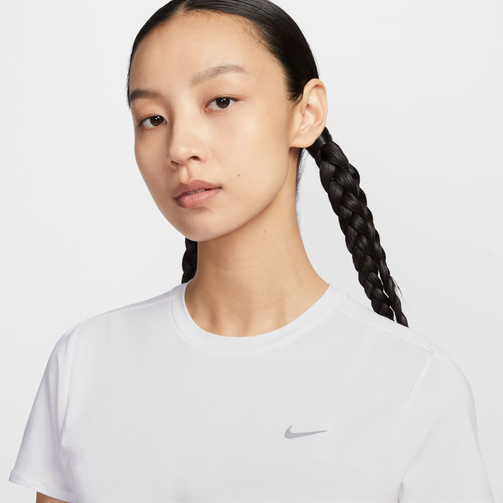 Nike W Nk Swift Df Ss Top Camiseta Manga Corta blanco de mujer para correr