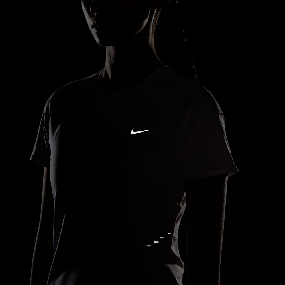 Nike W Nk Swift Df Ss Top Camiseta Manga Corta blanco de mujer para correr