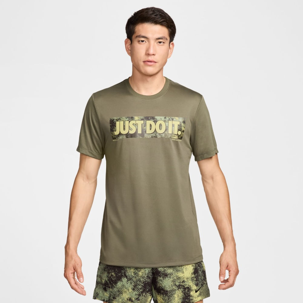 Nike M Nk Df Tee Rlgd Camo Camiseta Manga Corta verde de hombre para entrenamiento