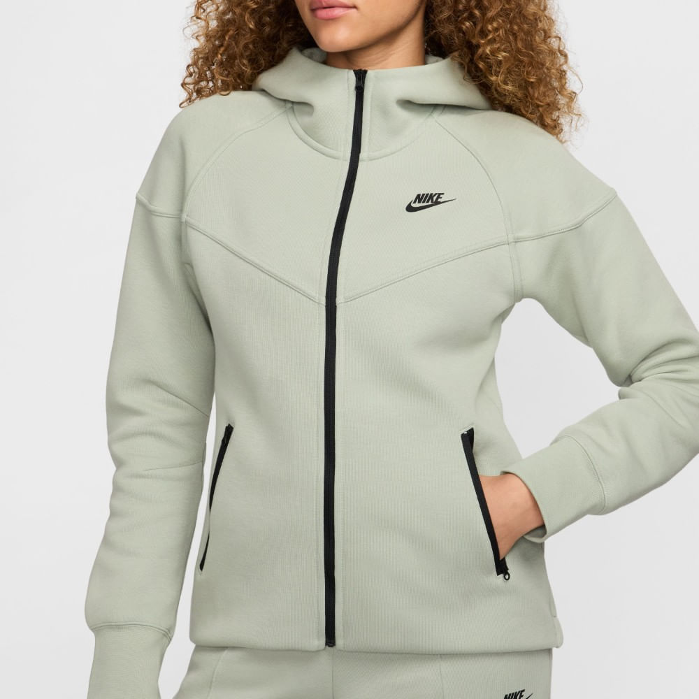 Nike W Nsw Tch Flc Wr Fz Hdy Hoodie verde de mujer lifestyle