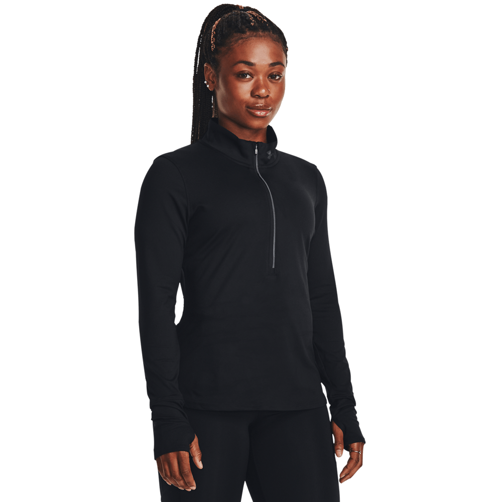 UA Qualifier Run 1/2 Zip Hoodie negro de mujer para correr