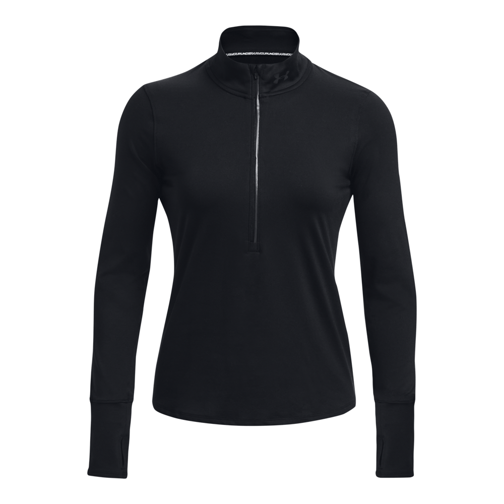 UA Qualifier Run 1/2 Zip Hoodie negro de mujer para correr