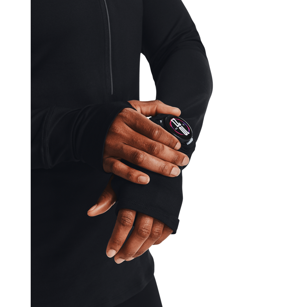 UA Qualifier Run 1/2 Zip Hoodie negro de mujer para correr